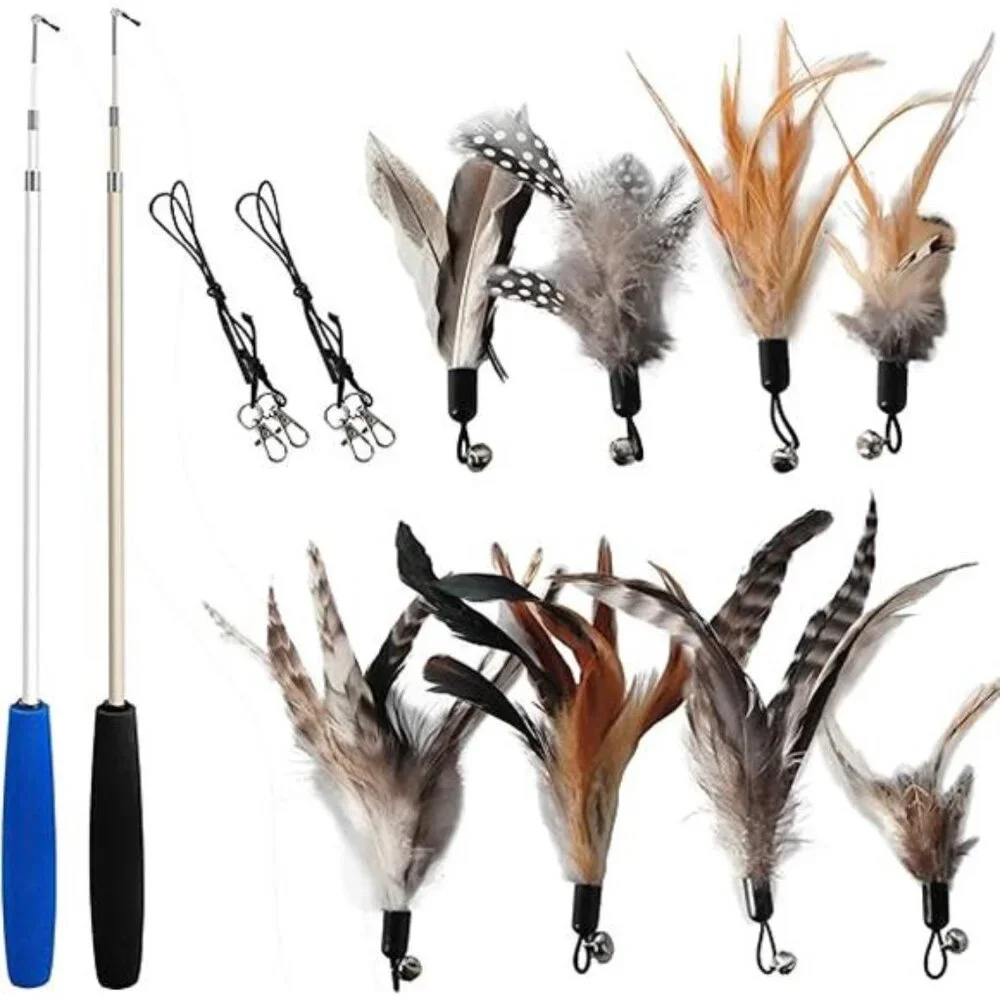 Cat Toys - No Chemical Dyeing Cat Feather Toys for Indoor Cats